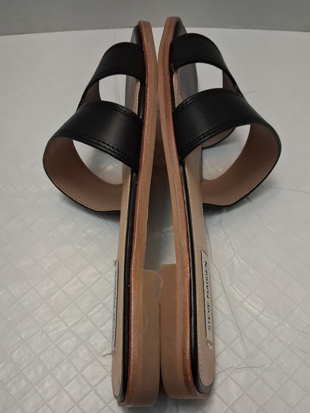 Steve Madden Hazel Size 9 Women's Black Leather Upper Double-Strap Slide/sandals - Picture 11 of 17